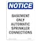 Signmission OSHA Notice, 5" Height, Basement Only Automatic Sprinkler Sign, 5" X 3.5", Portrait OS-NS-D-35-V-10298 - alternate 1